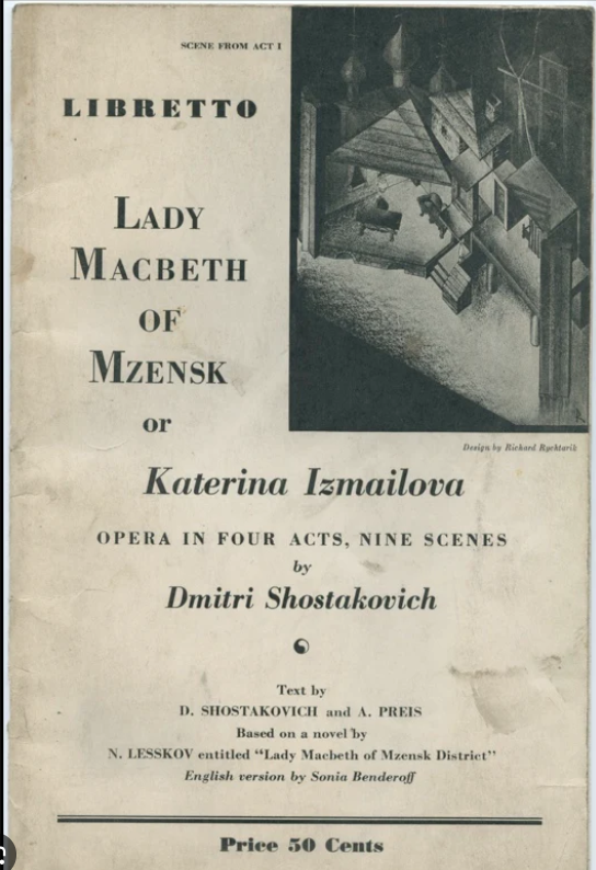 Shostakovich, Dimitri. (1906-1975) Lady Macbeth of Mtsensk, US PREMIER – Schubertiade Music and Arts